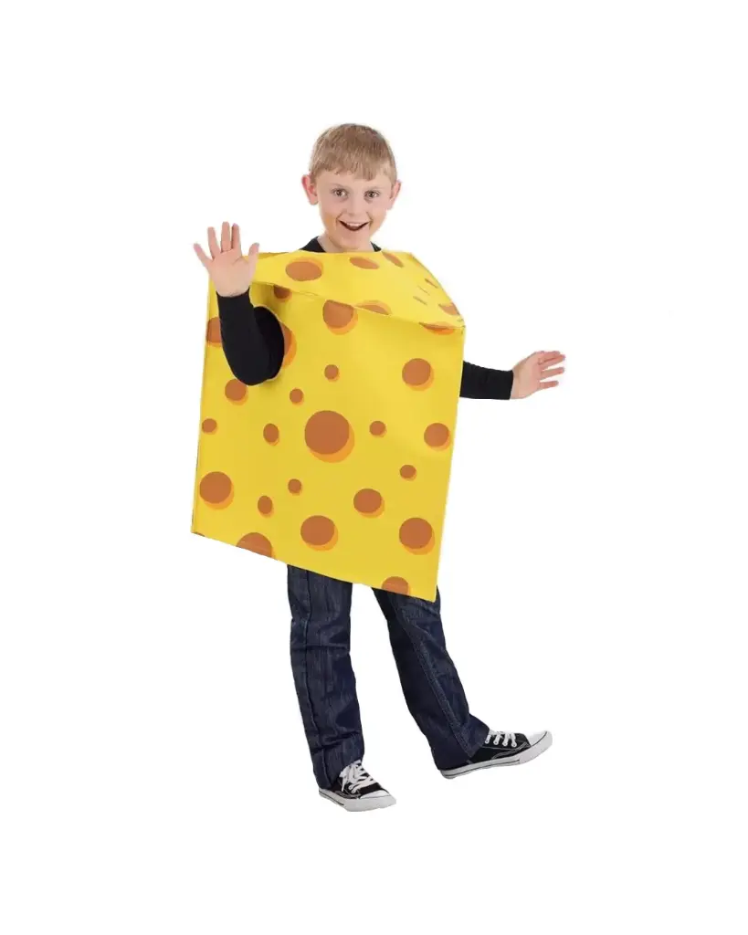Cheese Costume Rental – Foam-Backed Fleece Cheese / Food Theme Fancy Dress
