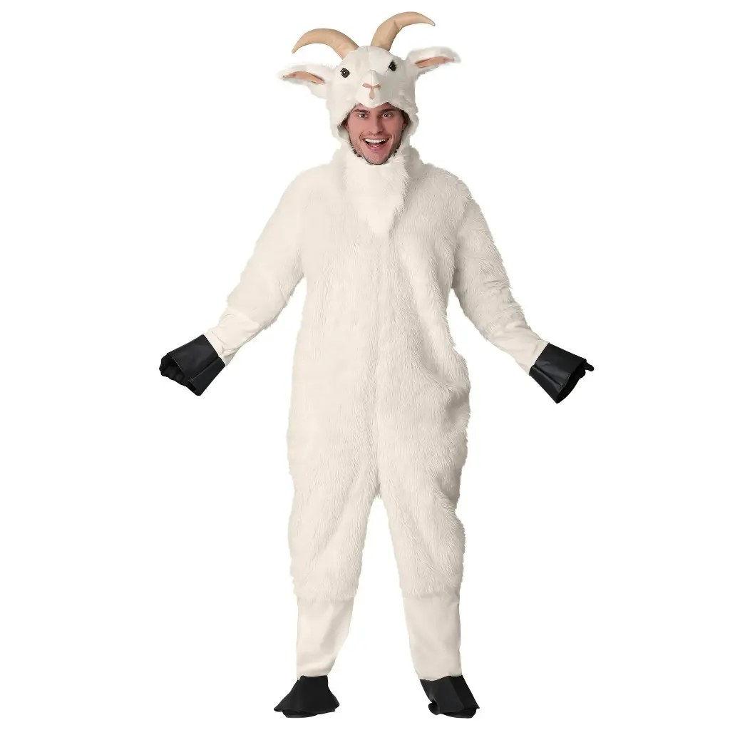 Goat Costume | Faux Fur Jumpsuit with Hooves, Horns & Beard