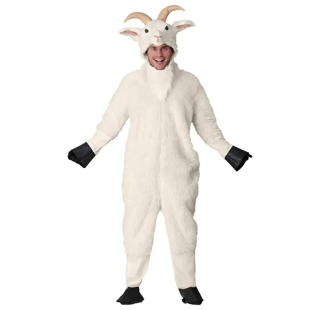 Goat Costume for Rental– Plush Animal Jumpsuit for Kids & Adults