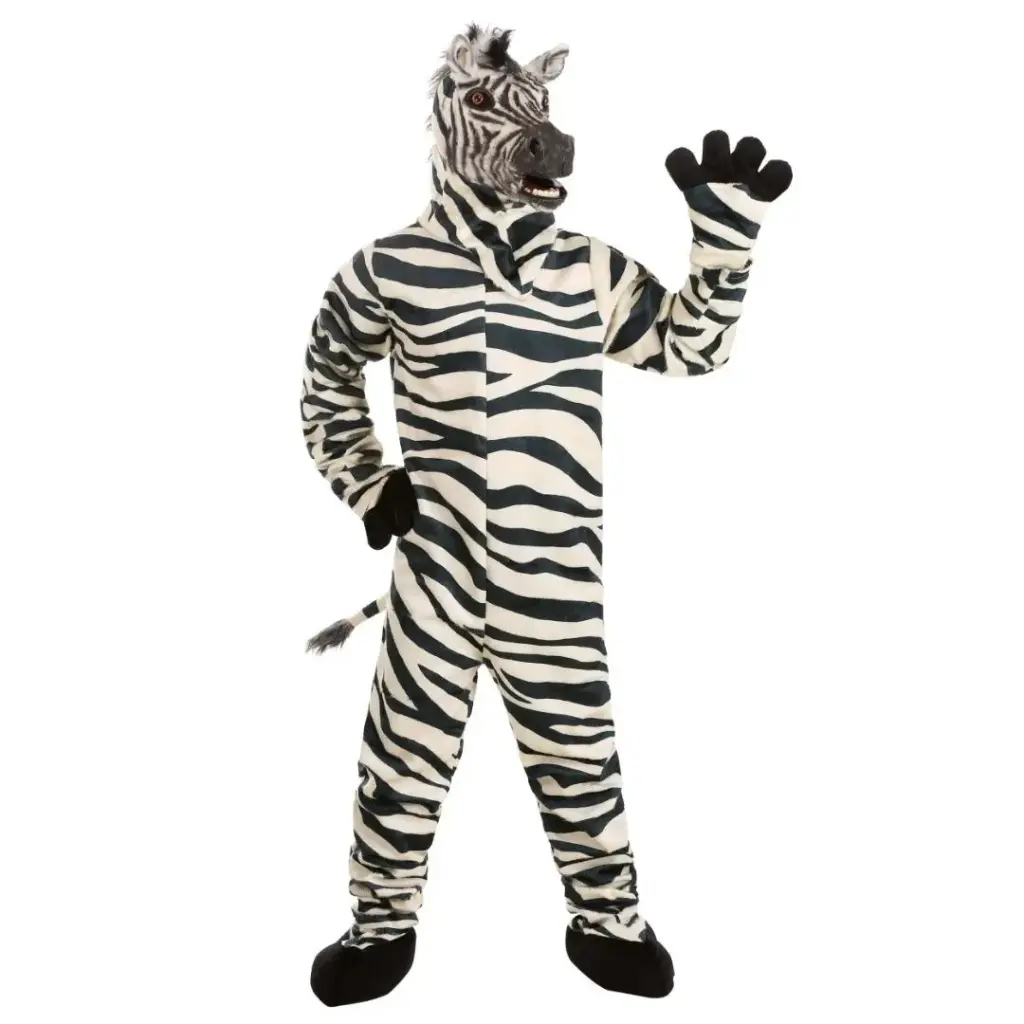 Zebra Costume for Kids & adults– Faux-Fur Jumpsuit with Moving