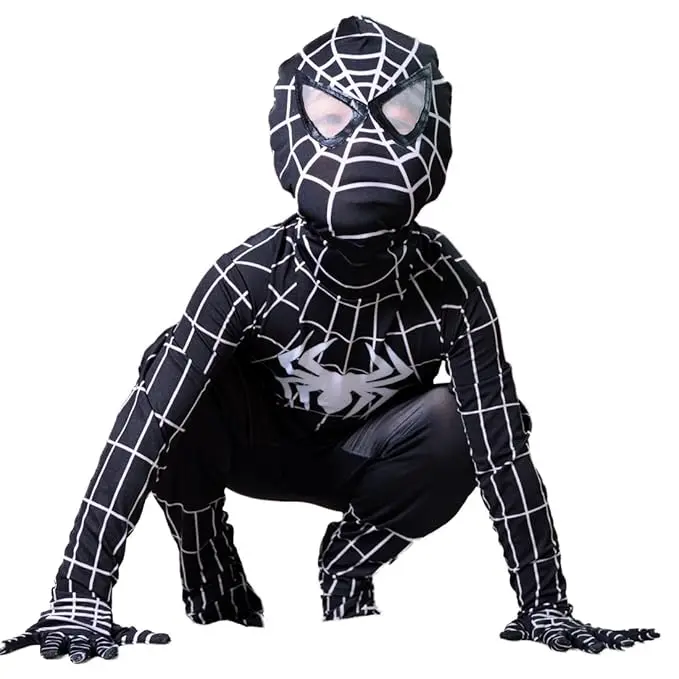 Black Spiderman Costume for Kids & adults– Dark Spider Hero Fancy Dress