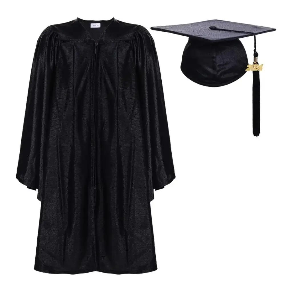 Black Satin Graduation Gown For Kids Rental– Premium Academic Regalia
