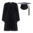 Black Satin Graduation Gown For Kids Rental– Premium Academic Regalia