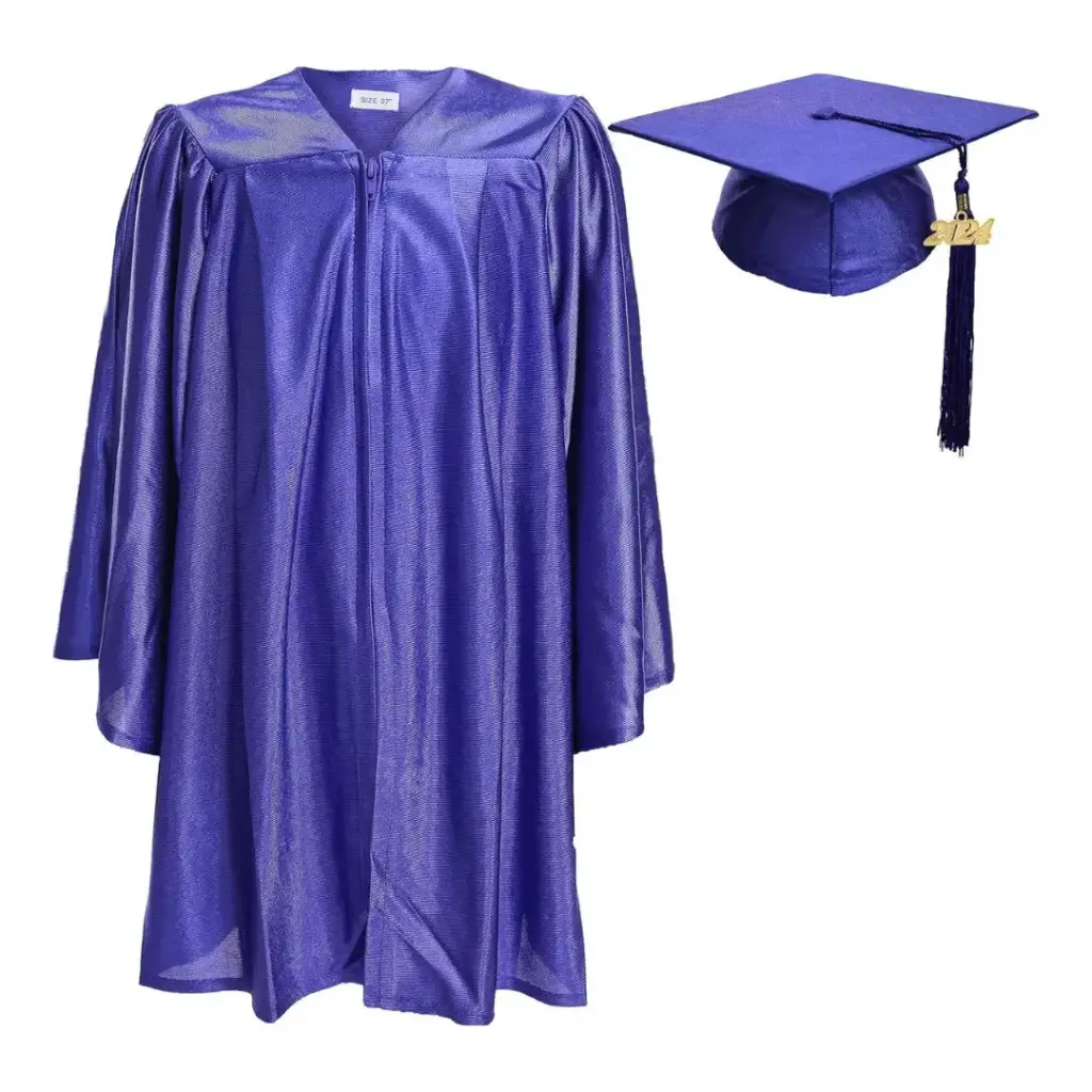 Royal Blue Satin Graduation Gown for Kids Rental– Premium Academic Regalia