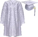 White Graduation Gown-Kids Satin 