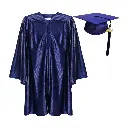 Dark Blue Satin Graduation Gown for Kids Rental– Premium Academic Regalia