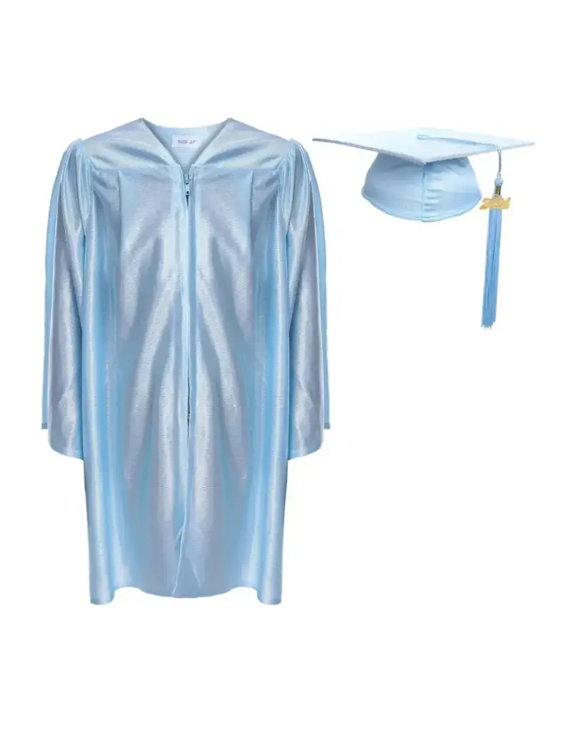 Blue Satin Graduation Gown for Kids Rental– Elegant Academic Regalia