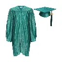 Turquoise Green Graduation Gown-Kids Satin 