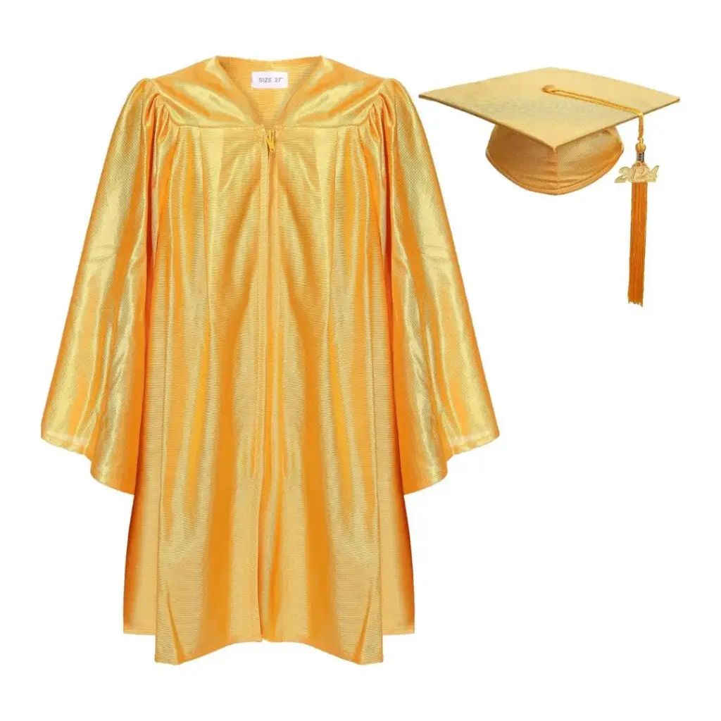 Yellow Satin Graduation Gown for Kids Rental– Bright & Elegant Academic Regalia