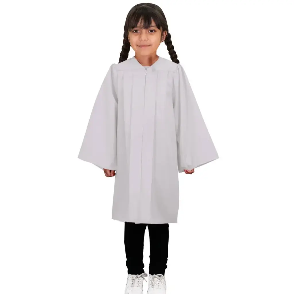 White Graduation Gown-kids Matte 