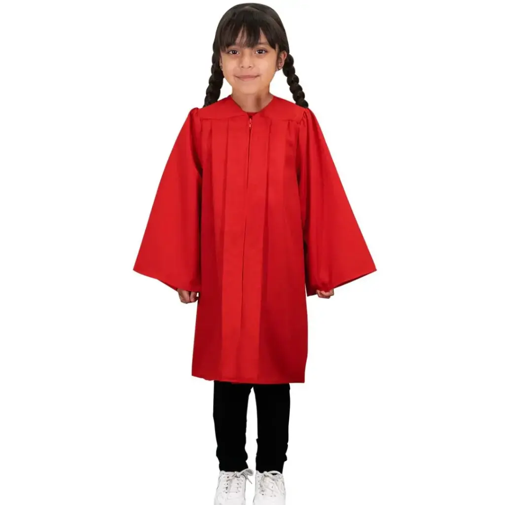 Red Color Graduation Gown-kids Matte