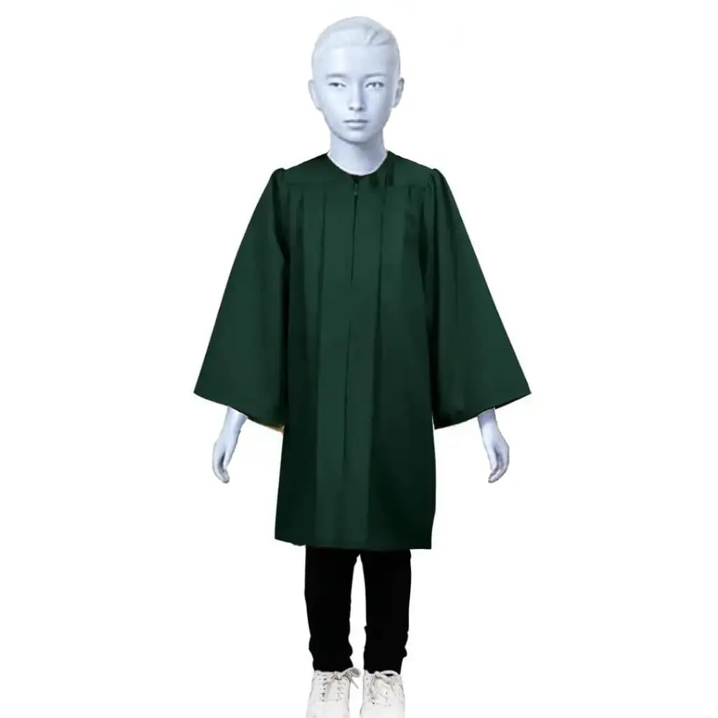 Forest Green Matte Graduation Gown for Kids Rental– Elegant Academic Attire