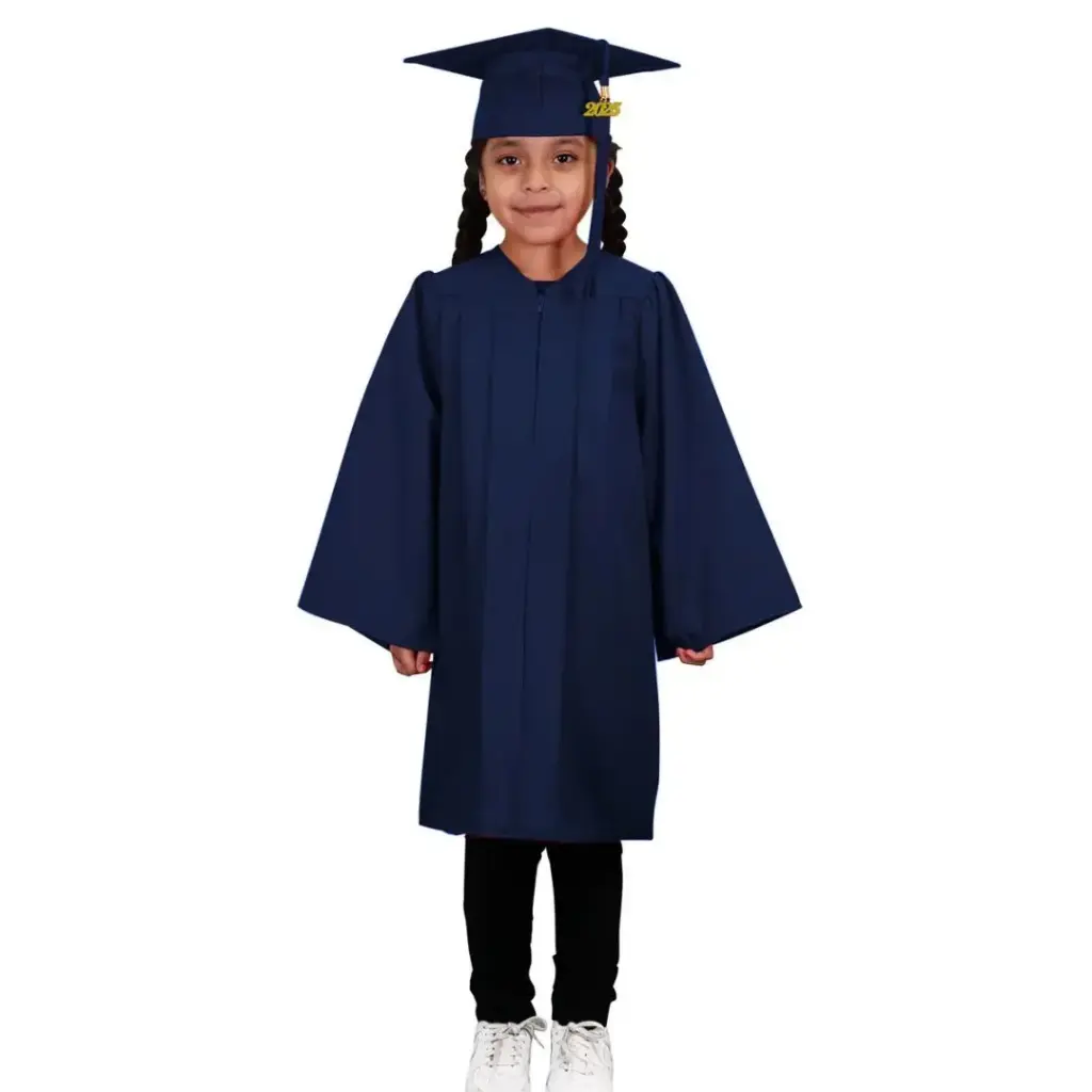 Dark Blue Graduation Gown-kids Matte 
