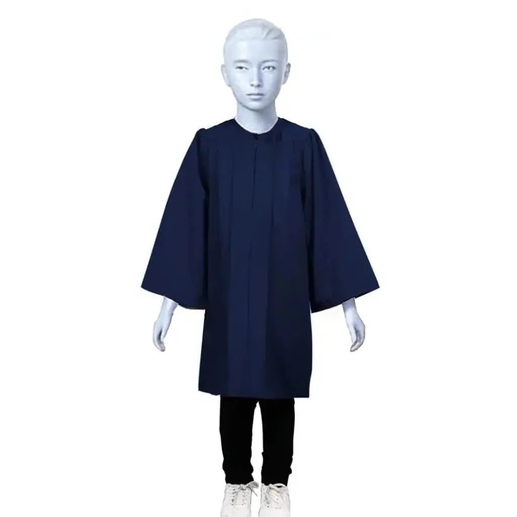 Dark Blue Matte Graduation Gown for Kids Rental– Elegant Academic Attire
