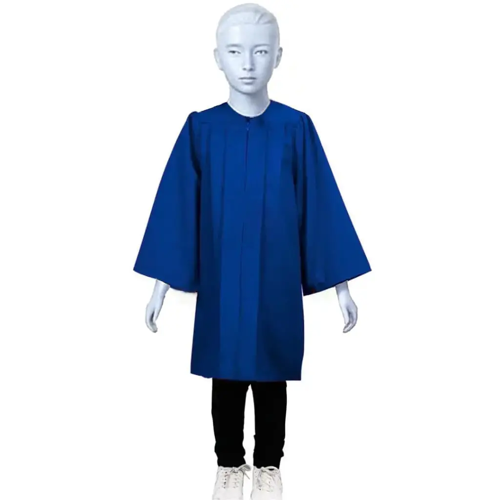 Blue Matte Graduation Gown for Kids Rental– Elegant Academic Attire