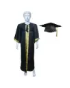 Black Satin Graduation Gown for Adults Rental– Elegant Academic Attire