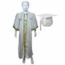 White Satin Graduation Gown for Adults Rental– Elegant Academic Attire