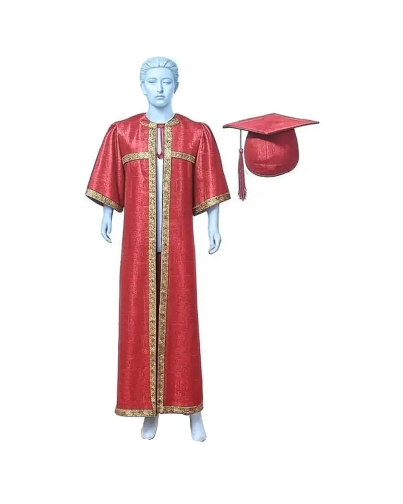 Red Satin Graduation Gown for Adults Rental– Elegant Academic Attire