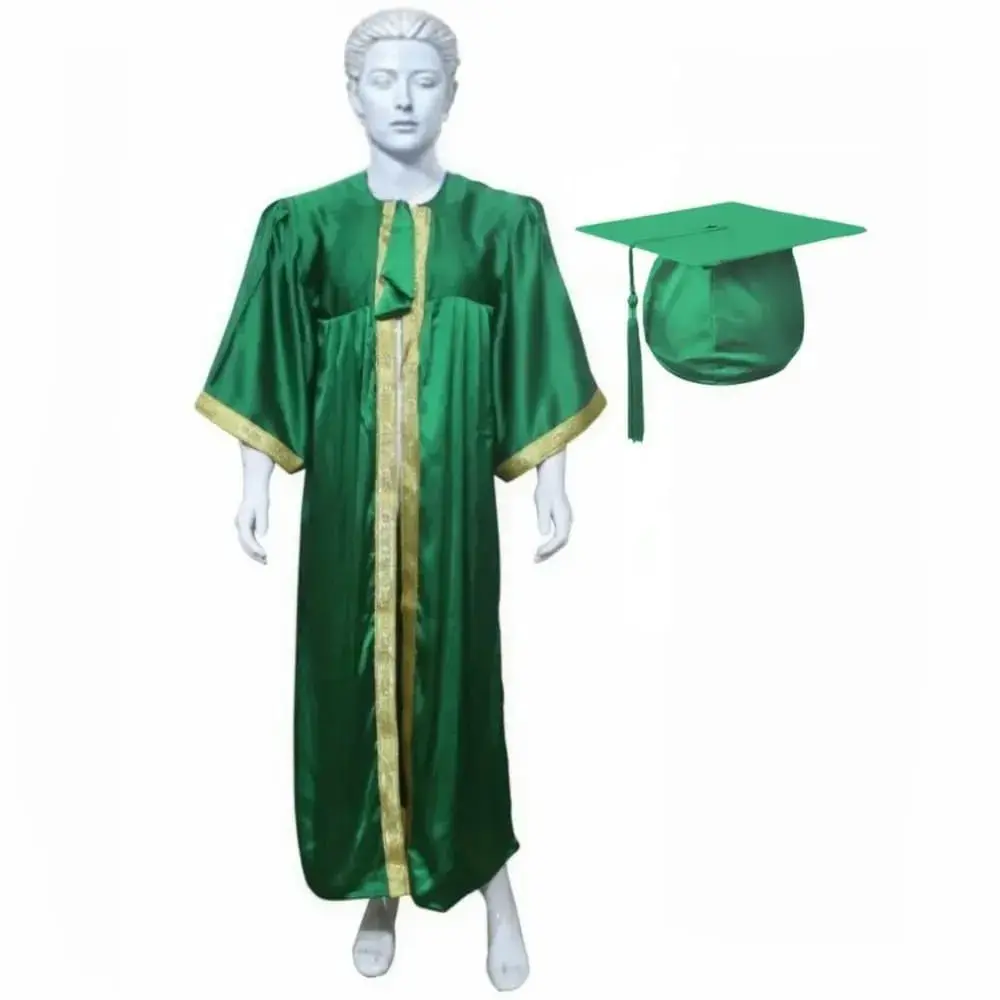 Forest Green Graduation Gown-Adult Satin