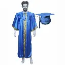 Blue Graduation Gown-Adult Satin