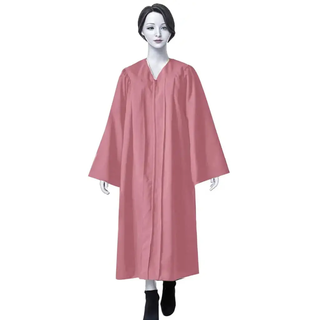 Pink & White Matte Graduation Gown for Adults – Elegant Academic Regalia