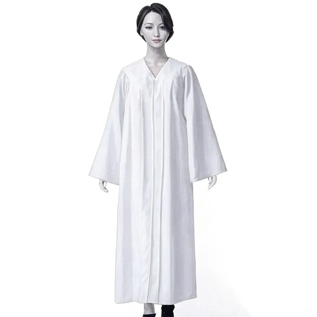 White Matte Graduation Gown for Adults – Elegant Academic Regalia