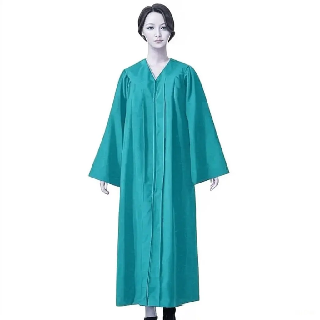 Turquoise Green Graduation Gown For Adult Matte Finish with Cap & Tassel