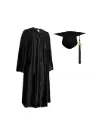 Black Graduation Gown For Adult Satin Finish with Cap & Tassel