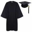 Black Graduation Gown-Adult satin 