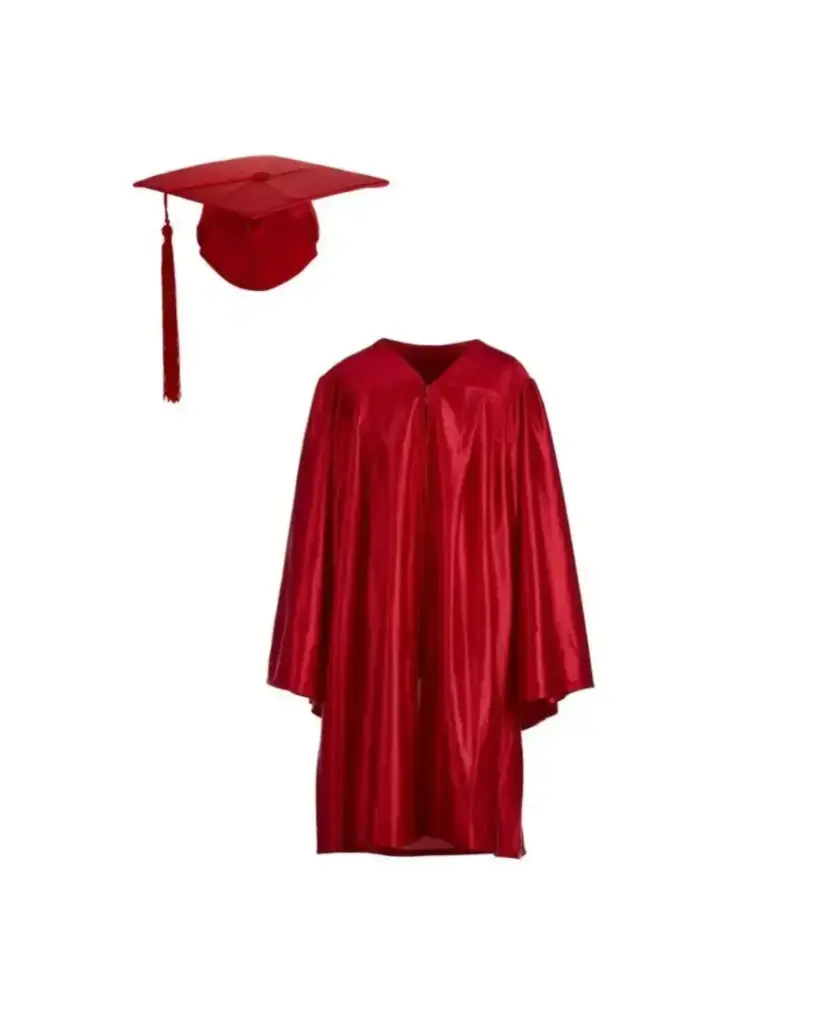 Red Graduation Gown For Adult Satin Finish with Cap & Tassel