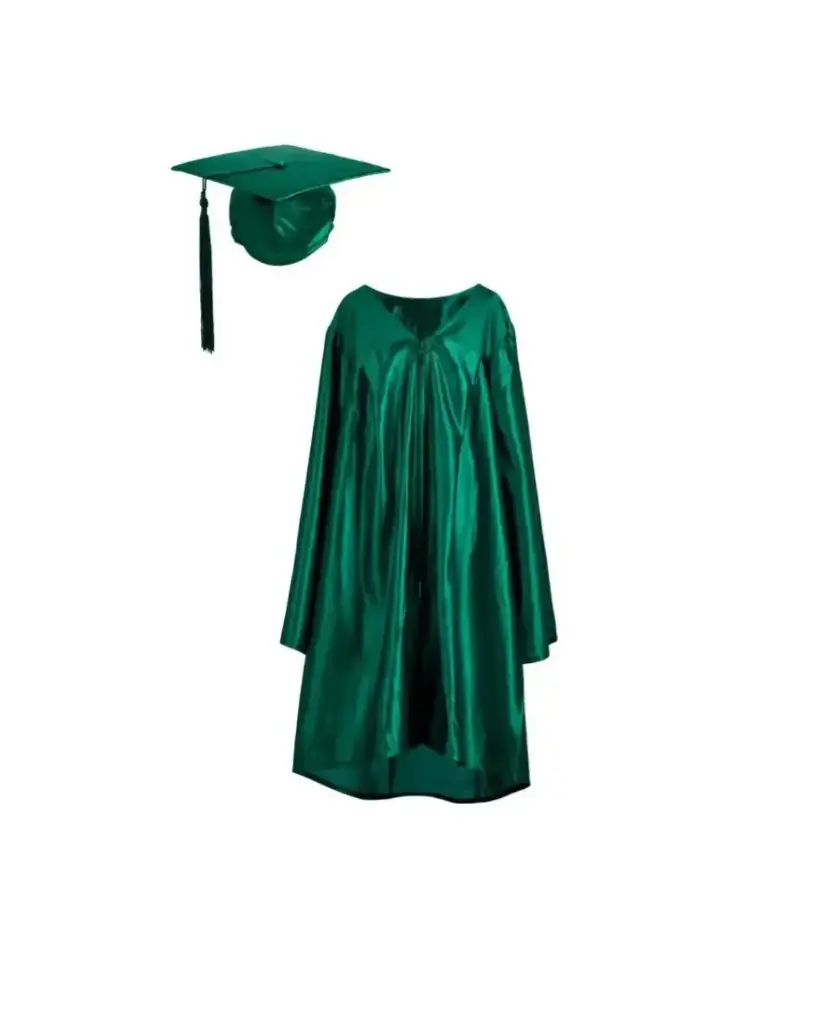 Forest Green Graduation Gown For Adult Satin Finish with Cap & Tassel