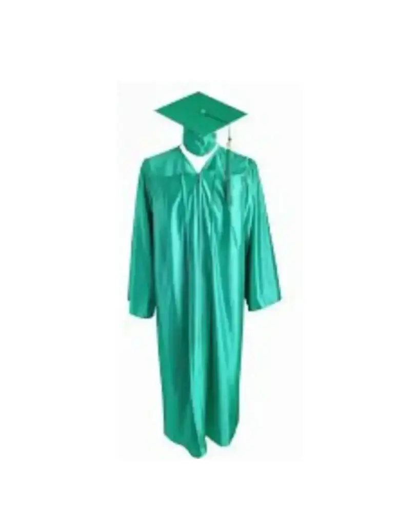 Turquoise Green Satin Graduation Gown for Adults – Elegant Academic Regalia
