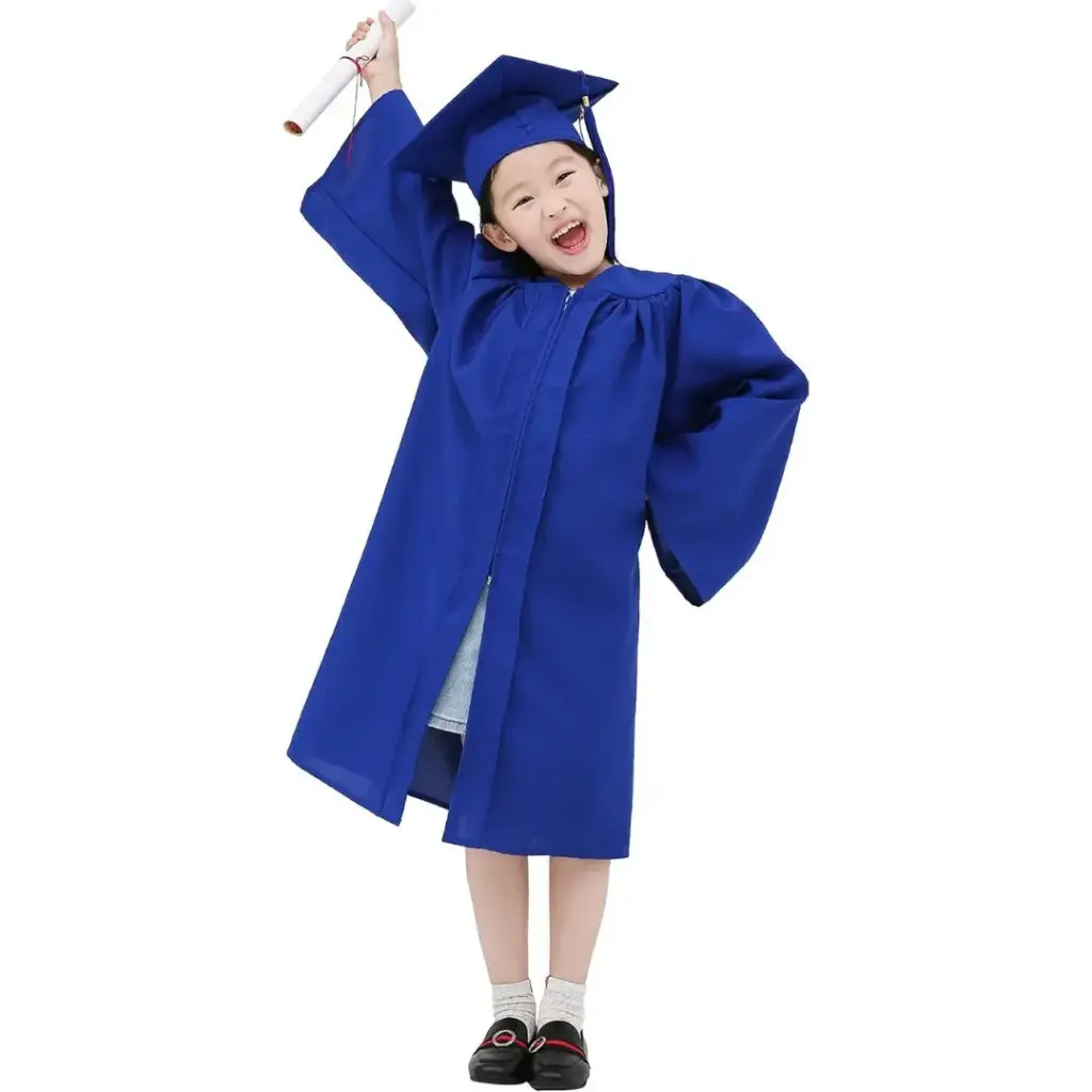 Royal Blue Matte Graduation Gown for Kids – Elegant Academic Regalia