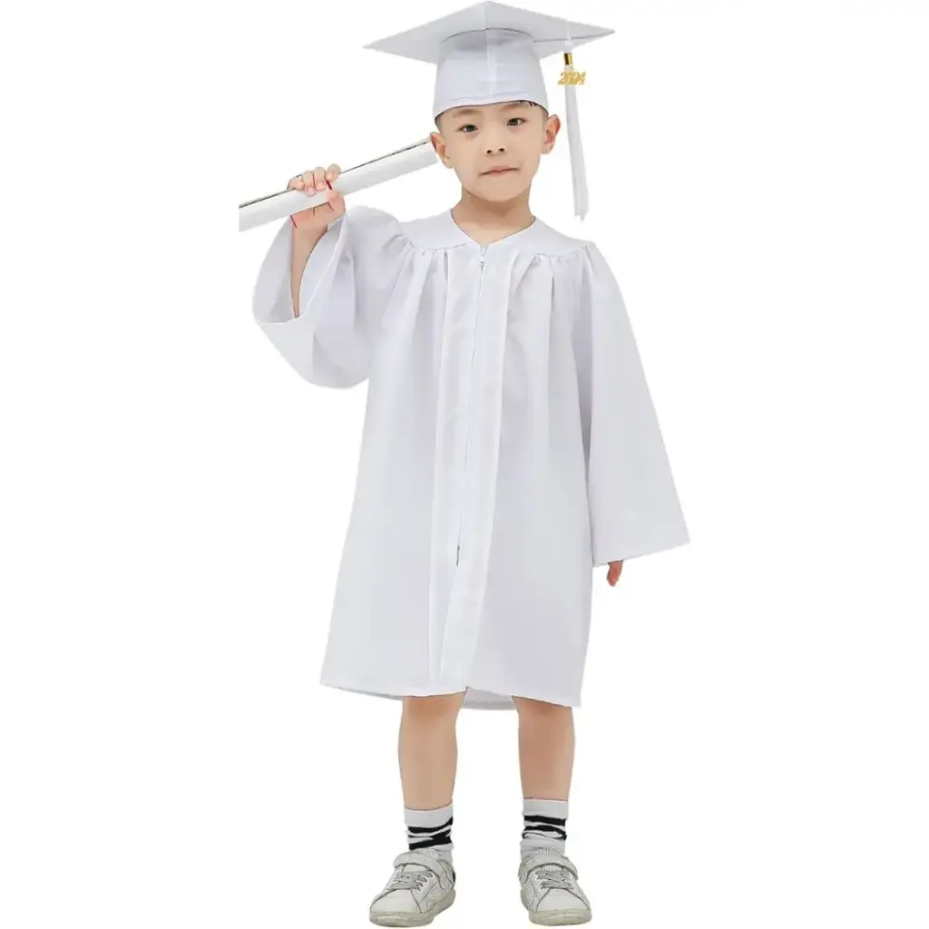 White Graduation Gown-Kids Matte 