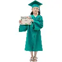 Turquoise Green Matte Graduation Gown for Kids – Elegant Academic Attire