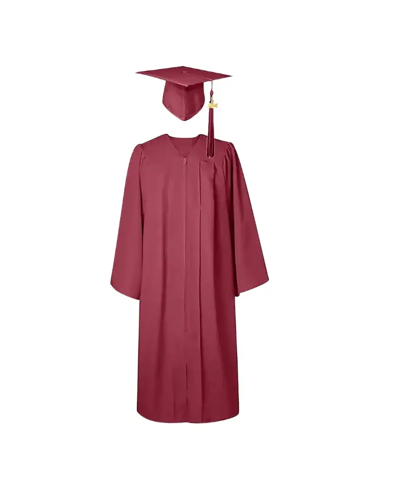 Maroon Matte Graduation Gown for Kids – Elegant Academic Attire