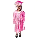 Pink Graduation Gown-Kids Satin 