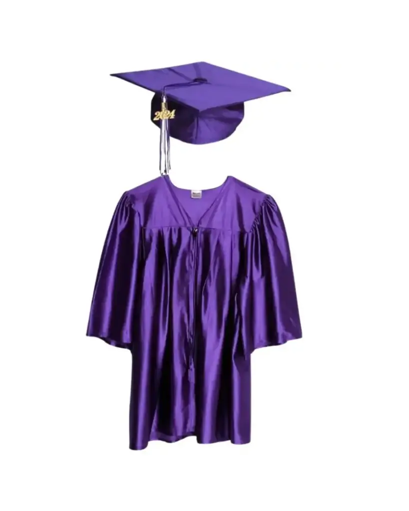 Purple Satin Graduation Gown for Kids – Vibrant Academic Regalia