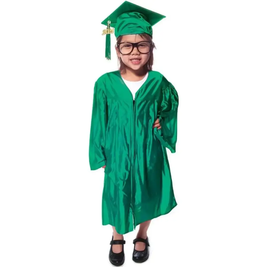 Turquoise Green Graduation Gown-Kids Satin