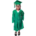 Turquoise Green Satin Graduation Gown for Kids – Elegant Academic Attire