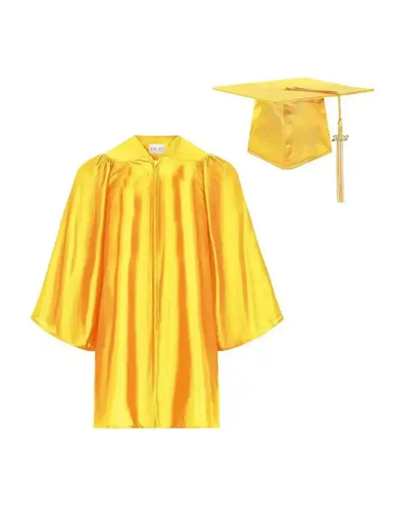 Yellow Satin Graduation Gown for Kids – Bright & Elegant Academic Regalia