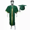 Turquoise Green Graduation Gown-Adult Velvet