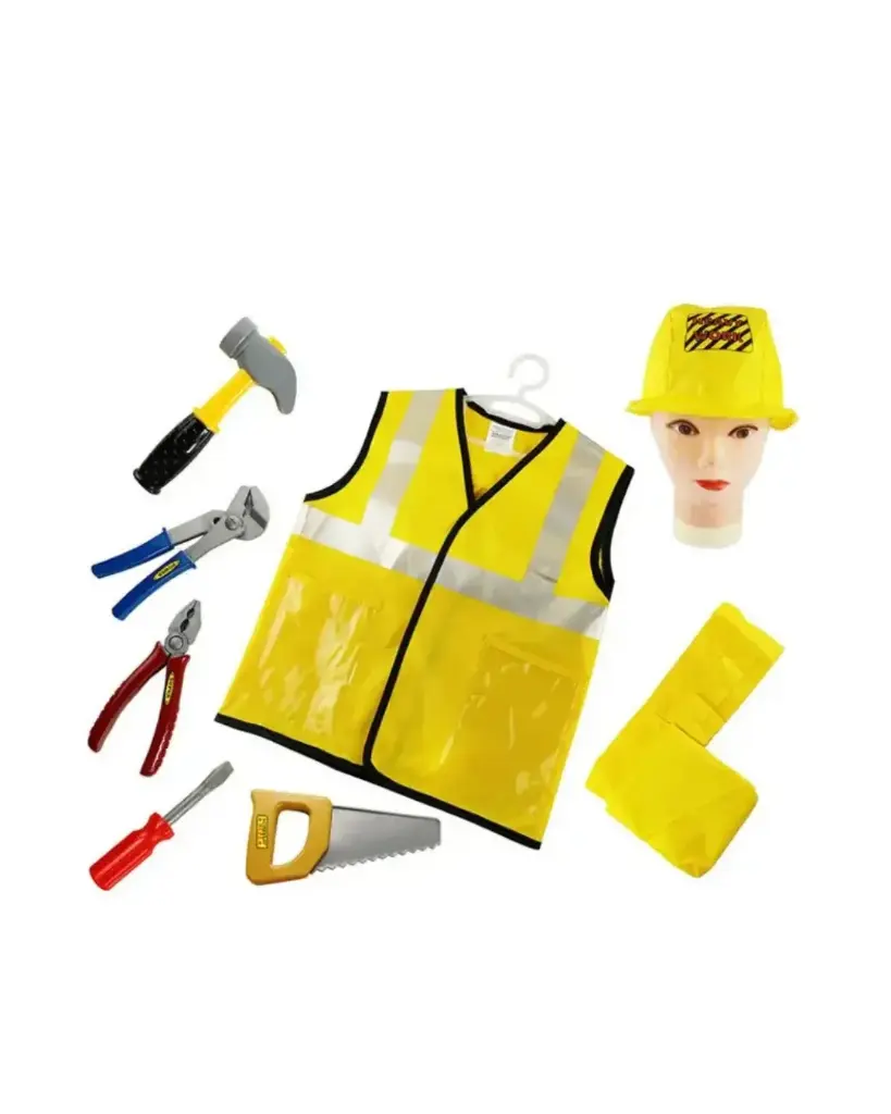 Multicolor Carpenter Costume Rental – Colorful Handyman Dress-Up