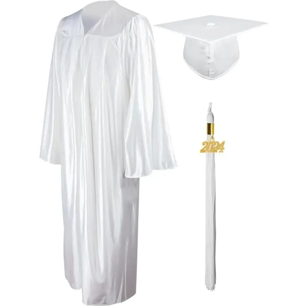 White Adult Matte Graduation Gown Rental – Classic Graduation Robe