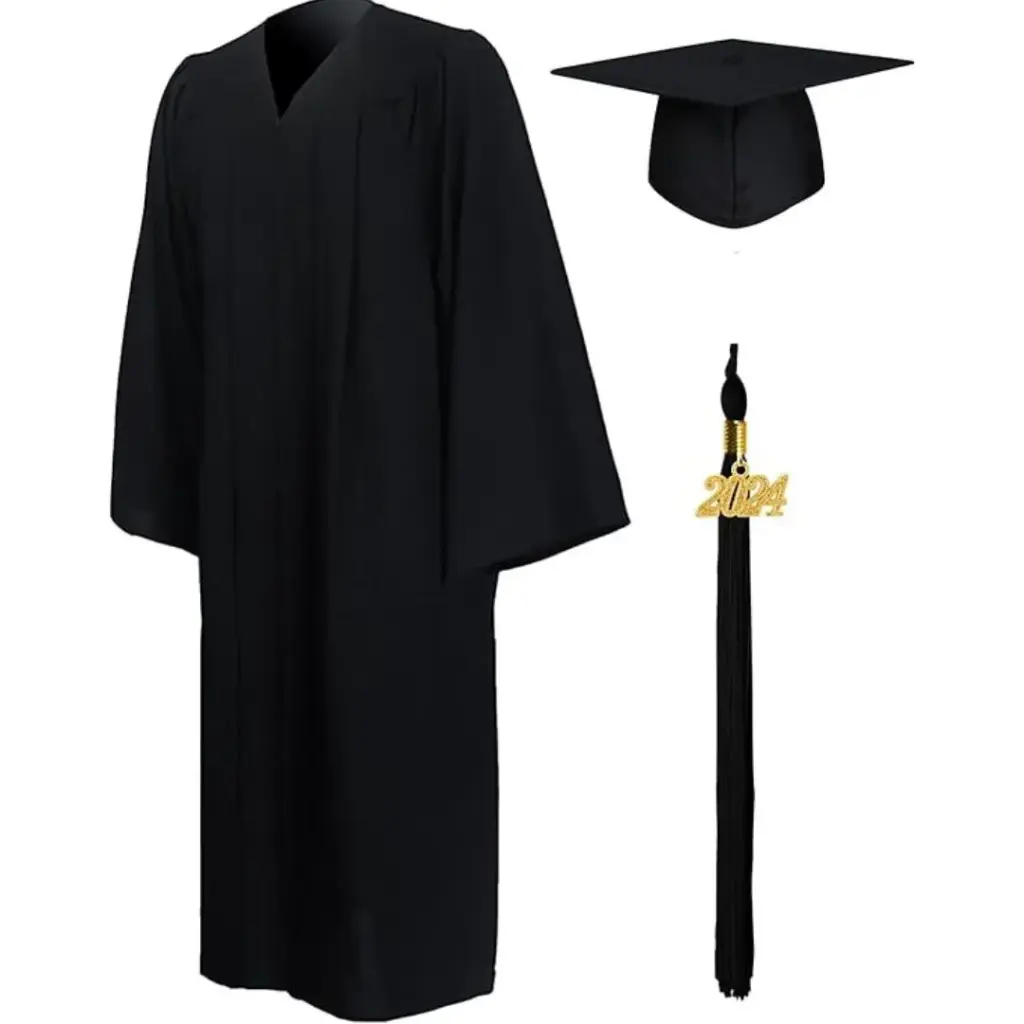 Black Graduation Gown Rental for Adults – Matte Finish Academic Robe