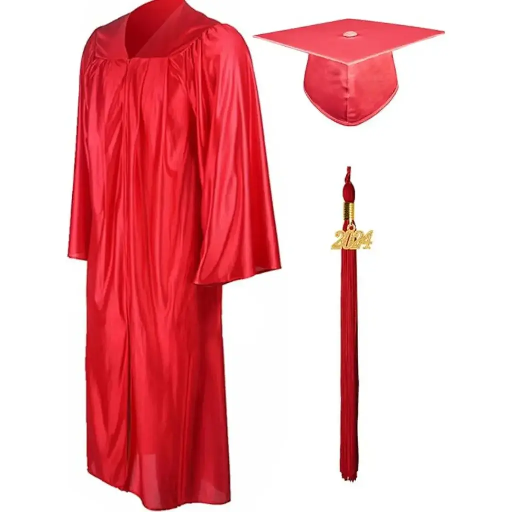 Red Graduation Gown Rental for Adults – Matte Finish Academic Robe