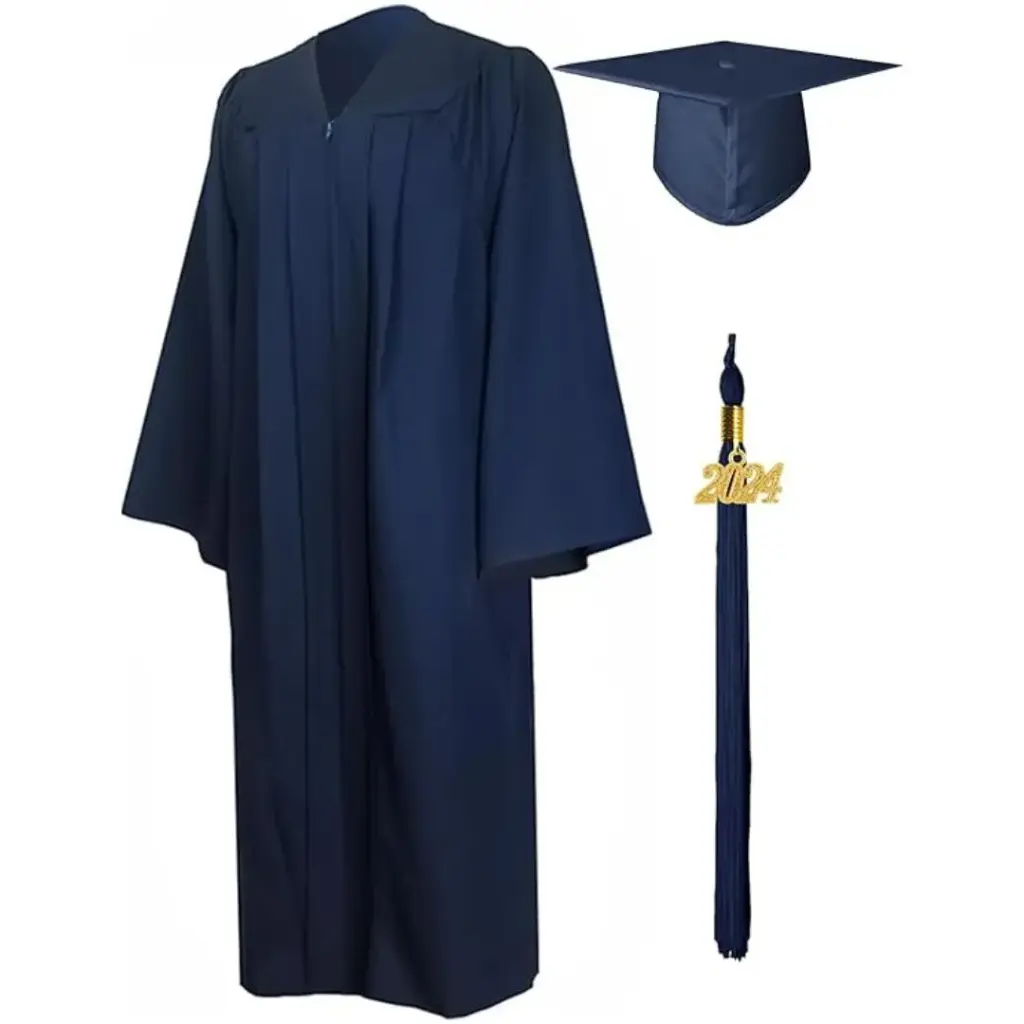 Dark Blue Graduation Gown Rental for Adults – Matte Finish Academic Robe