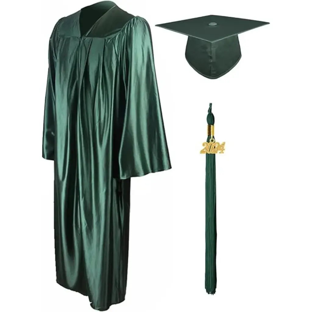 Forest Green Graduation Gown Rental for Adults – Matte Finish Academic Robe