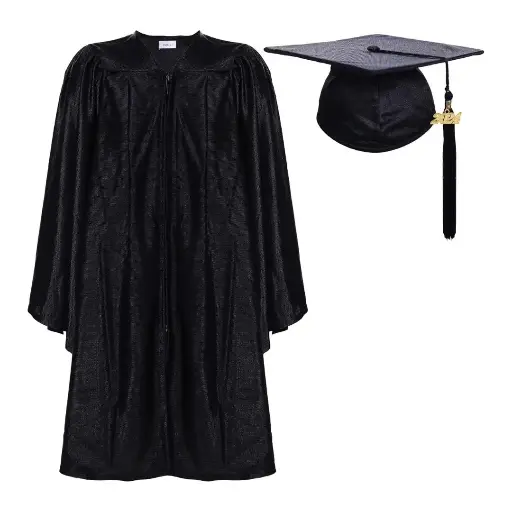Black Graduation Gown-Kids Satin