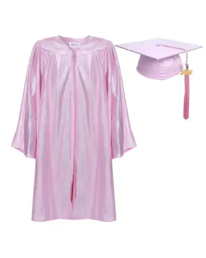 Pink & White Graduation Gown-Kids Satin 